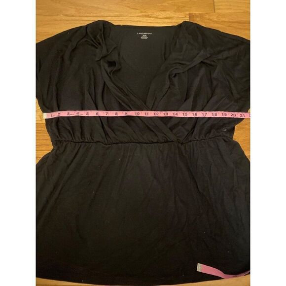 Lane Bryant Women's Basic Black short sleeve V-Neck Wrap Top Size 18/20 - Picture 5 of 8